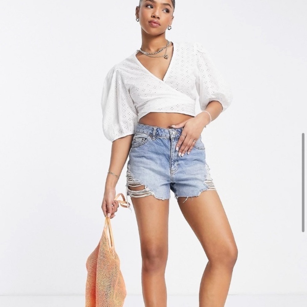 Abercrombie white eyelet wrap top